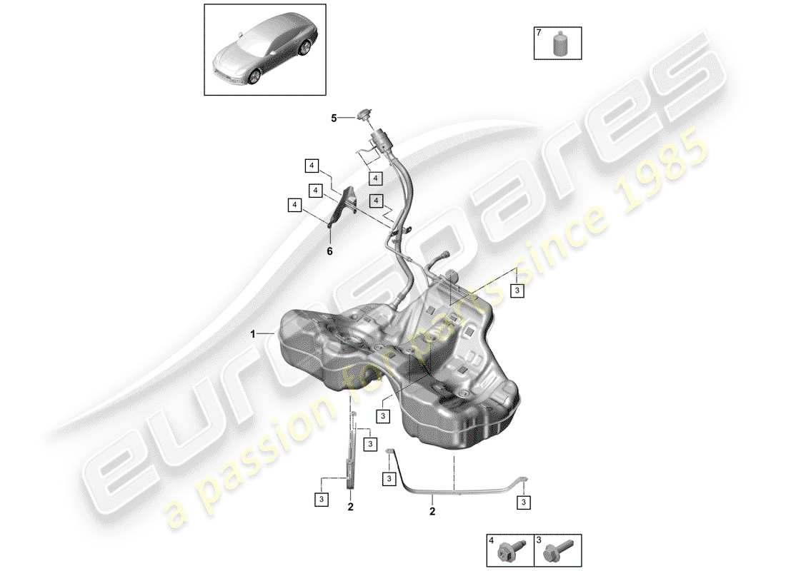 porsche 2017 (panamera 971-1) fuel tank with diagrama de piezas