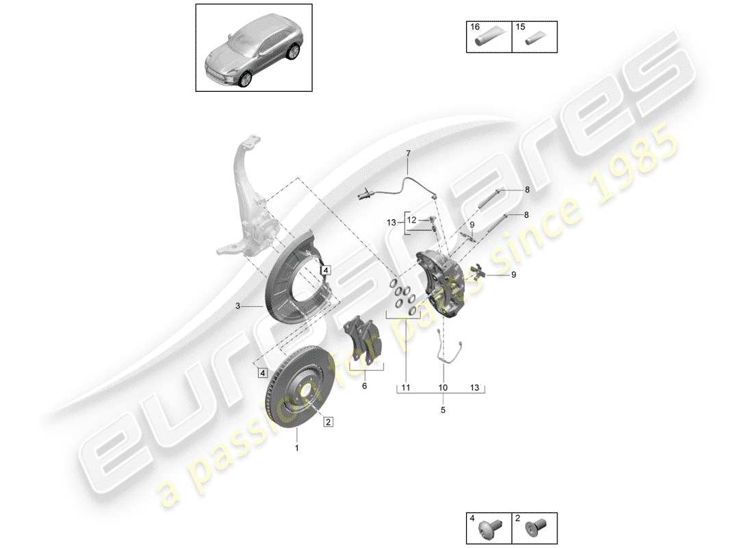 porsche 2019 (macan) frenos de disco diagrama de piezas