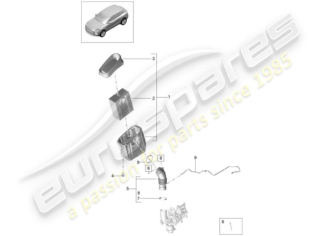 porsche 2019 (macan) diagrama de piezas del filtro de aire