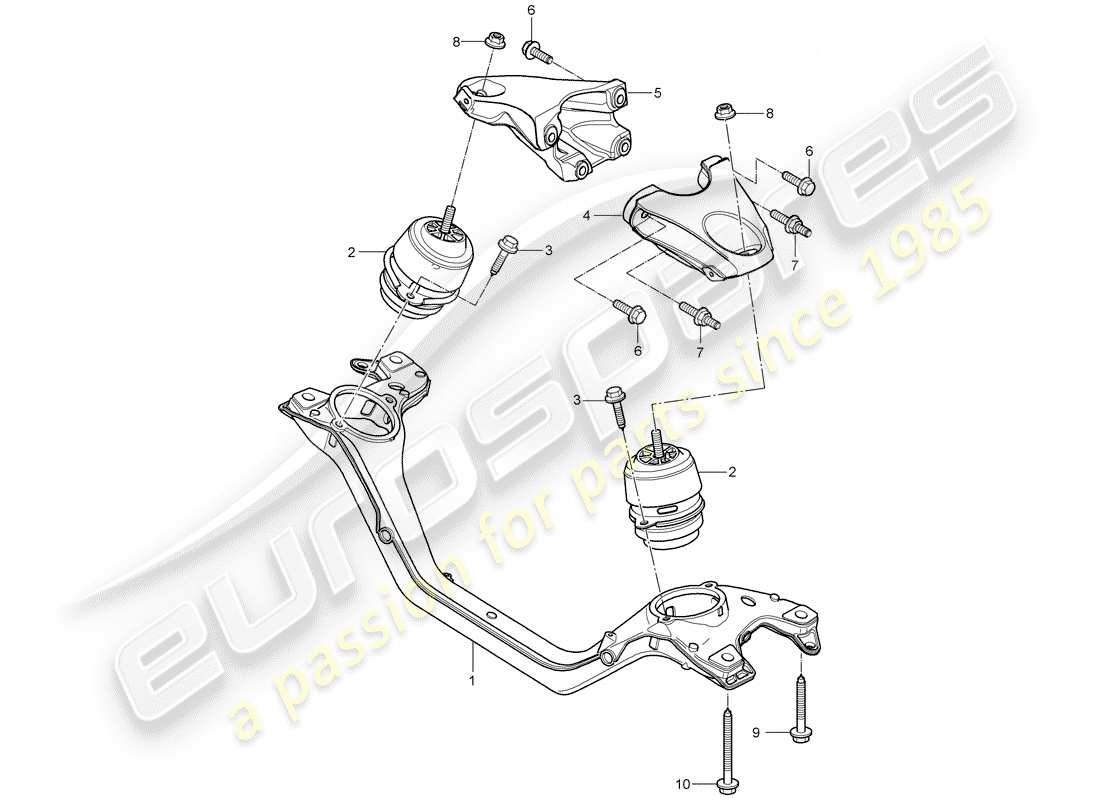 porsche 2008 (cayenne e1 9pa) diagrama de piezas del dispositivo de elevación del motor
