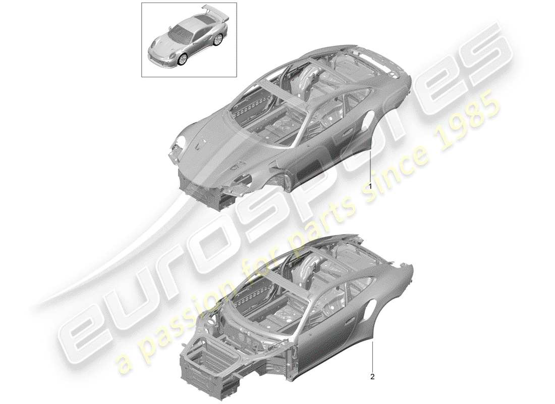 porsche 2020 (991-2 turbo) diagrama de piezas de la carrocería del coche