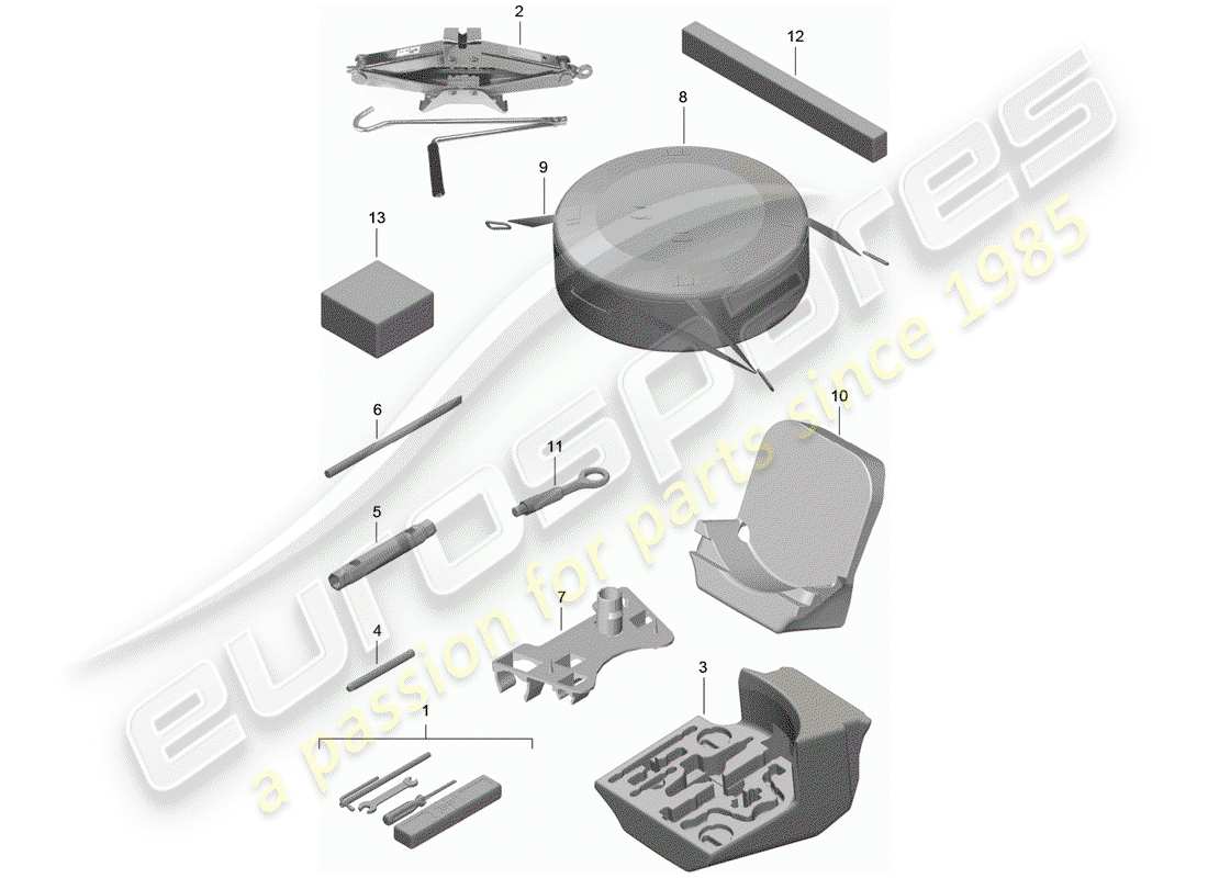porsche cayman 981 (2015) diagrama de piezas de la herramienta