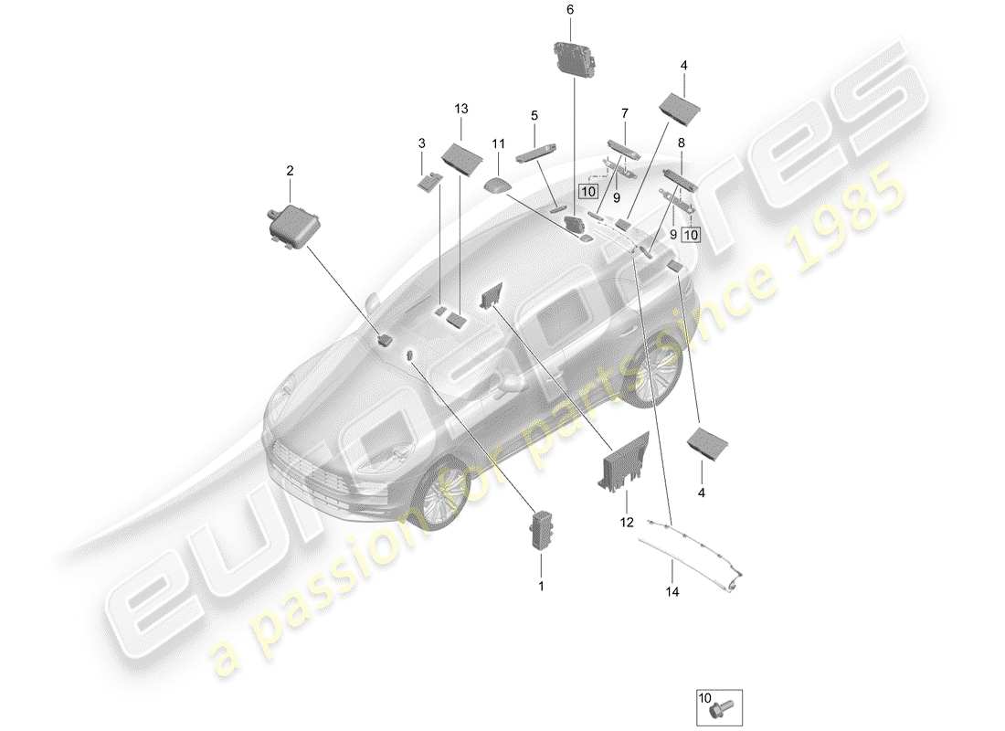 porsche 2019 (macan) diagrama de piezas de la antena
