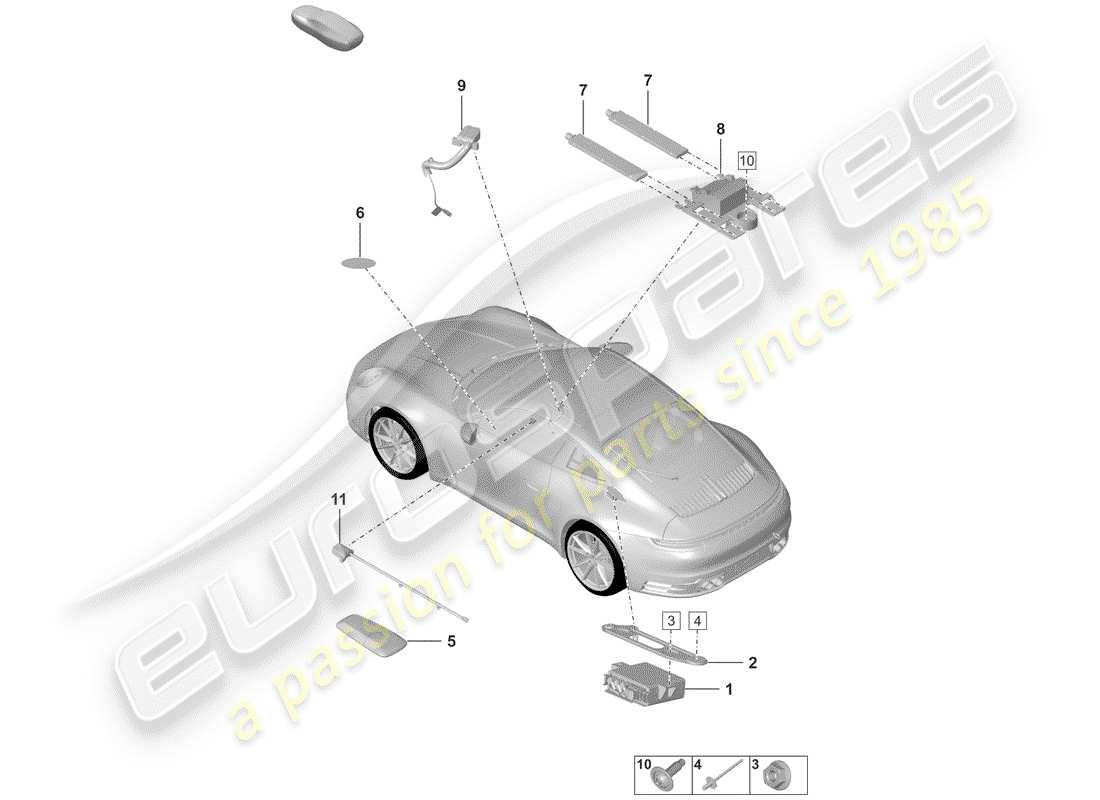 porsche 2020 (992-1) piezas individuales diagrama de piezas
