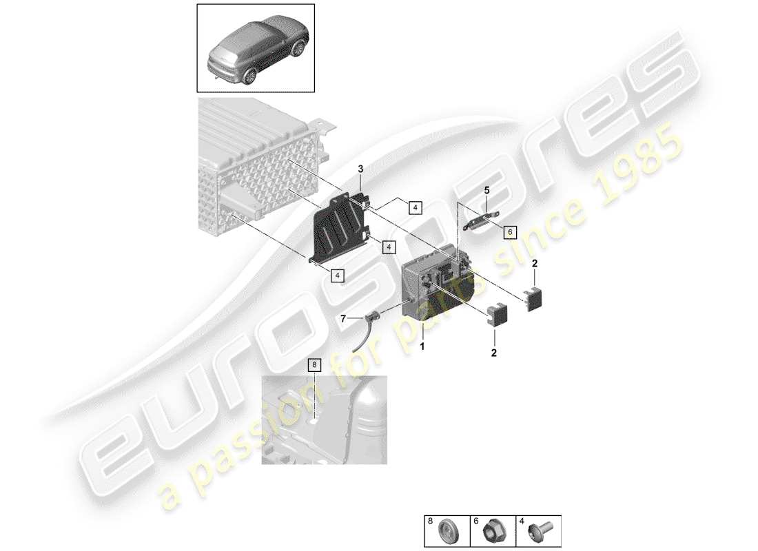 porsche 2020 (cayenne e3 9ya/9yb) diagrama de piezas de la batería