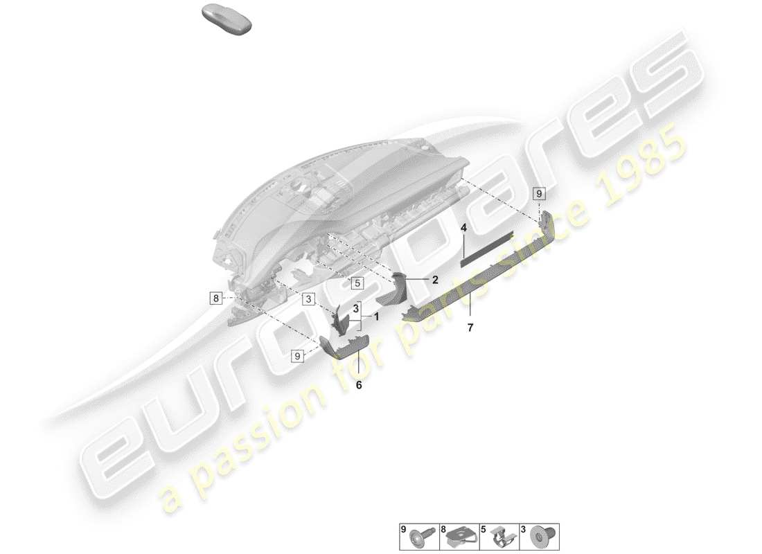 porsche 2019 (992-1) accesorios diagrama de piezas