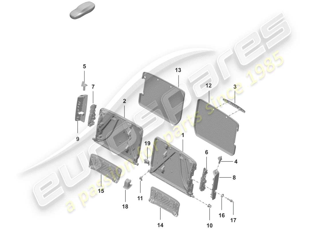 porsche 2020 (992-1) marco - respaldo diagrama de piezas