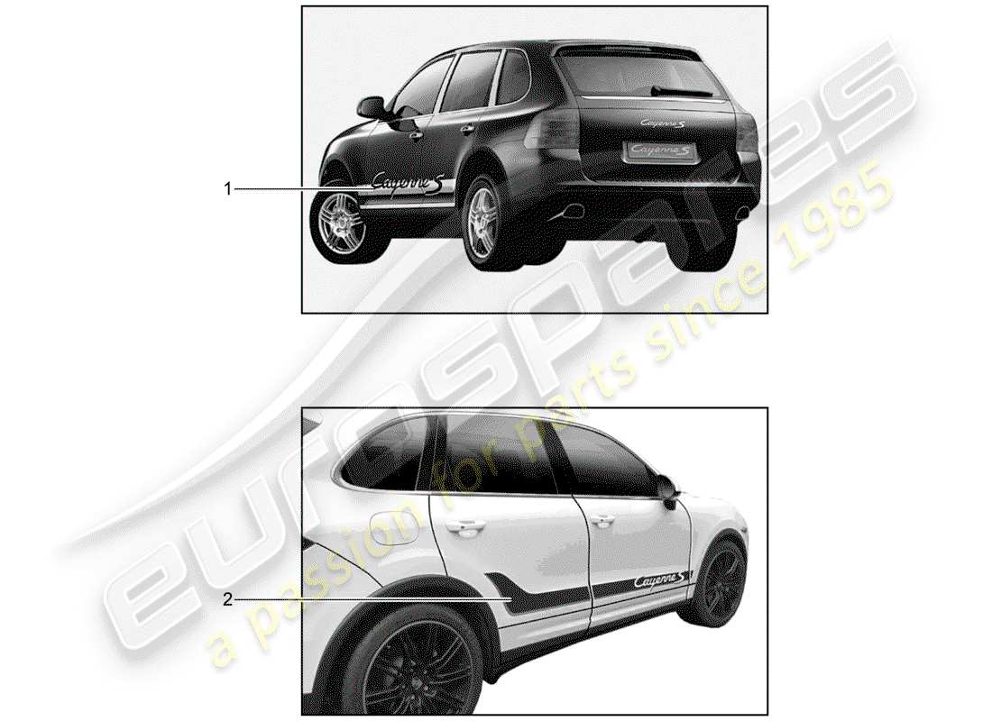 porsche 2008 (tequipment cayenne) recortar papel de aluminio diagrama de piezas