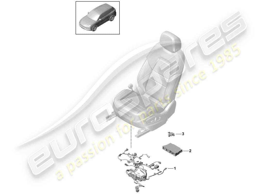 porsche 2020 (cayenne e3 9ya/9yb) cableando arneses diagrama de piezas