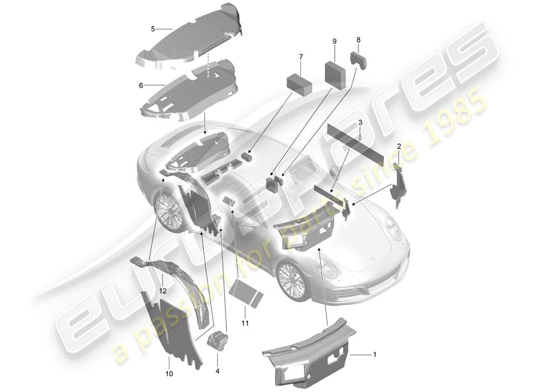 porsche 2017 (991-2) diagrama de piezas de la carcasa del cuerpo