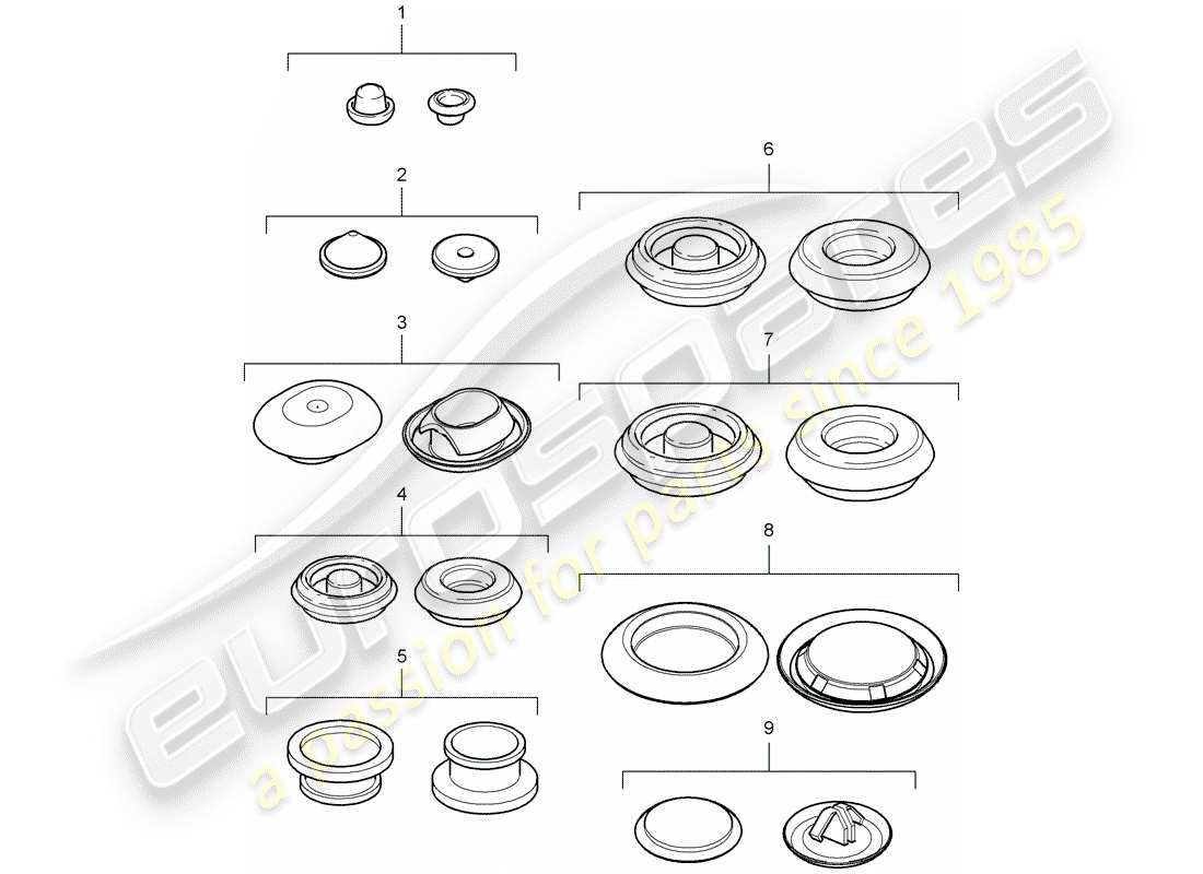porsche 2009 (987 cayman) enchufar diagrama de piezas