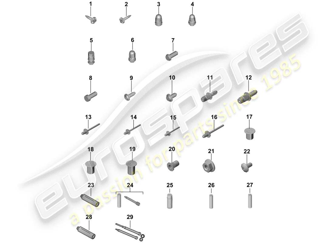 porsche 2018 (cayenne e3 9ya/9yb) fasteners diagrama de piezas