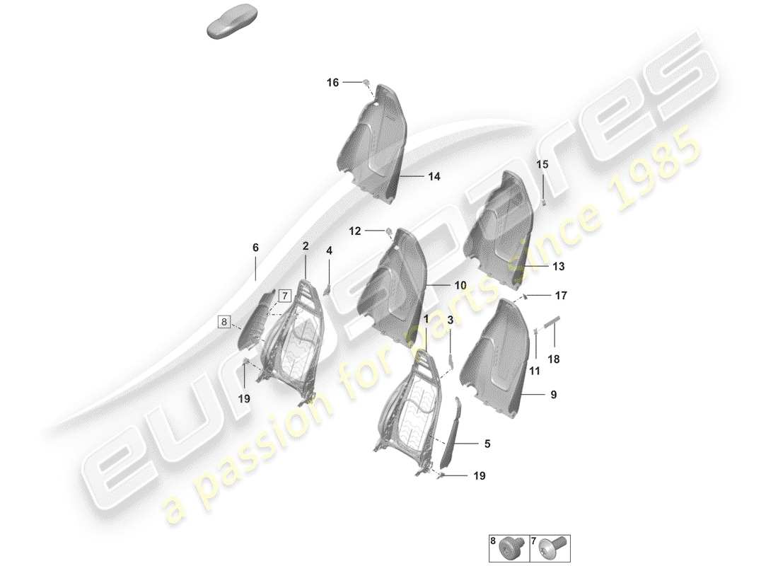 porsche 2019 (992-1) marco - respaldo diagrama de piezas