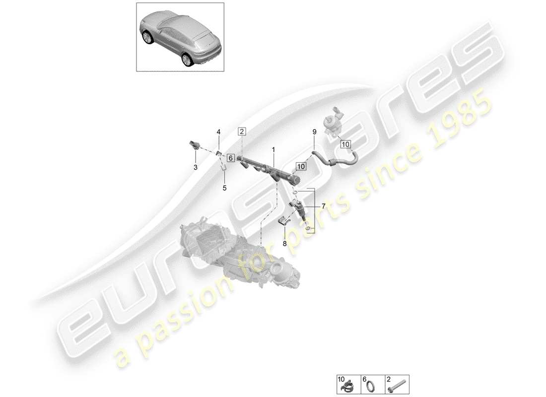 porsche 2019 (macan) tubo de recogida de combustible diagrama de piezas