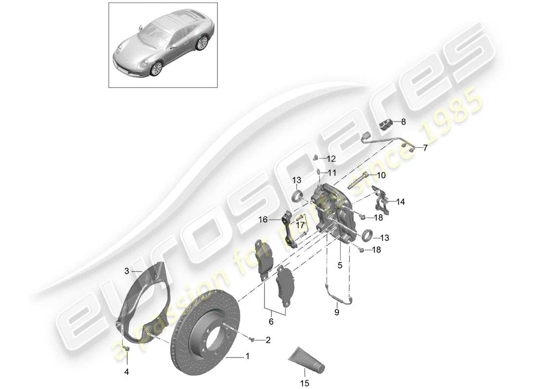 porsche 2017 (991-2) frenos de disco diagrama de piezas