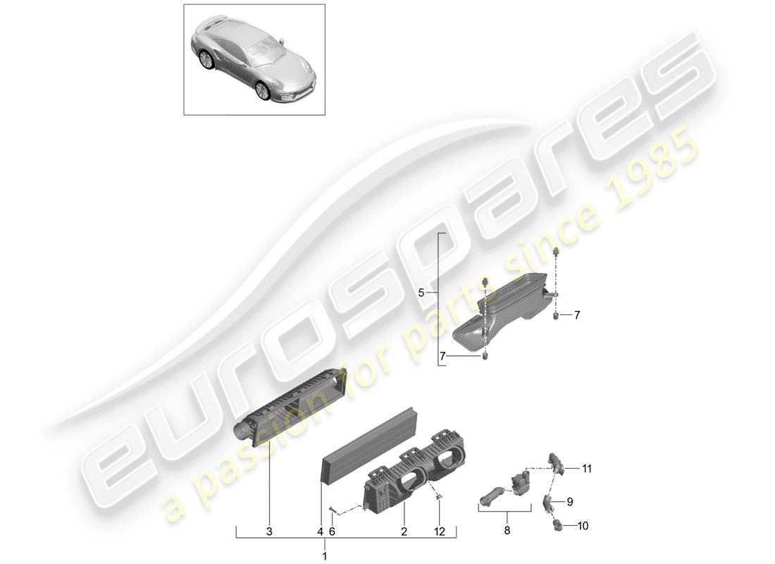 porsche 2020 (991-2 turbo) diagrama de piezas del limpiador de aire