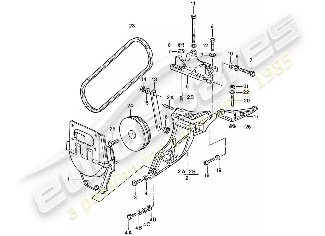 porsche 1988 (911) compresor - montaje - mecanismo de conducción diagrama de piezas