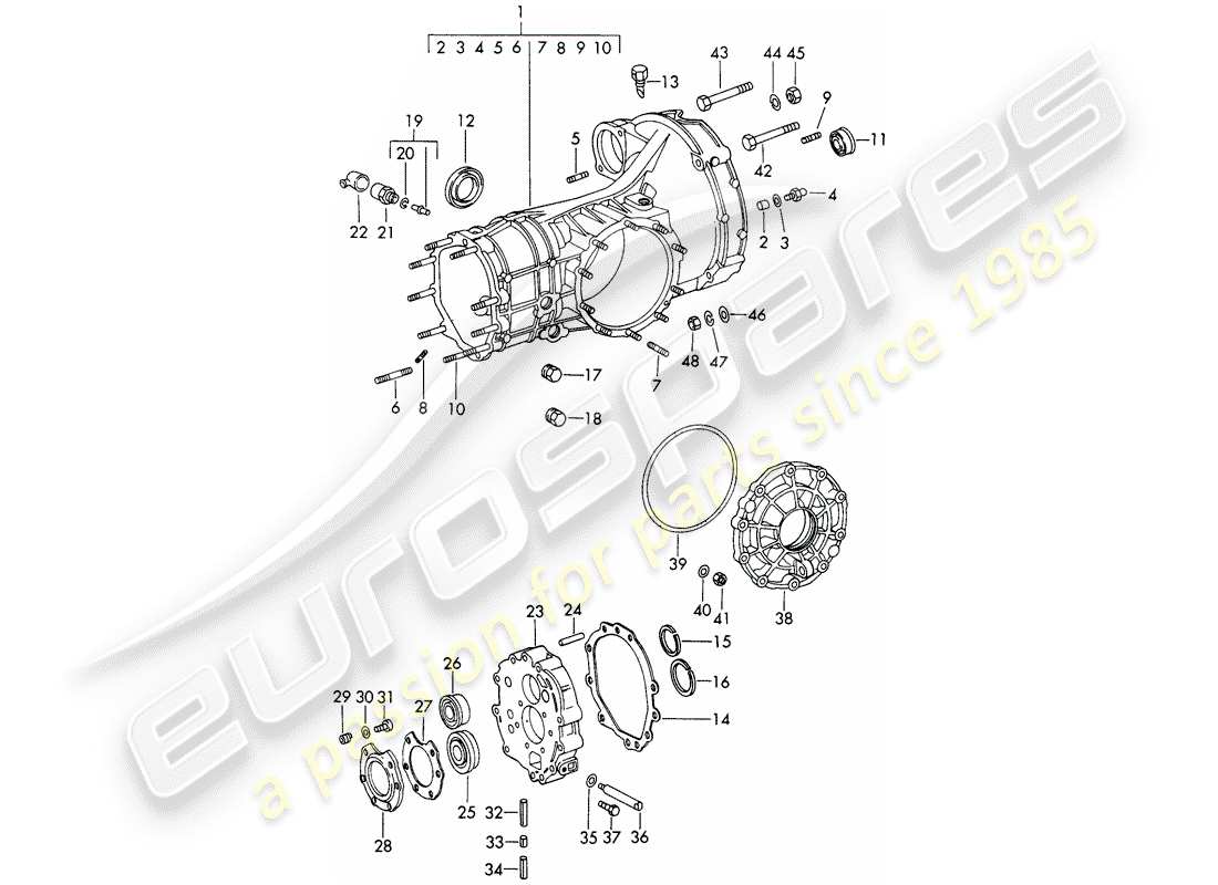 porsche 1968 (911/912) transmisión de repuesto - caja de la transmisión - fundición a presión - d - mj 1969>> diagrama de piezas