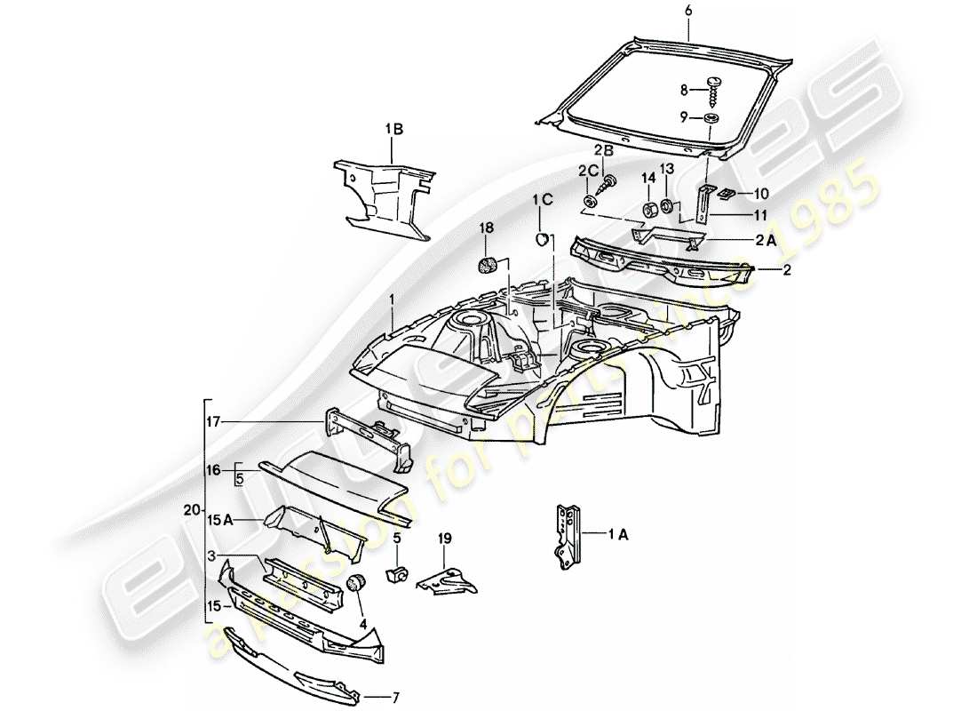 porsche 1981 (924) parte delantera diagrama de piezas