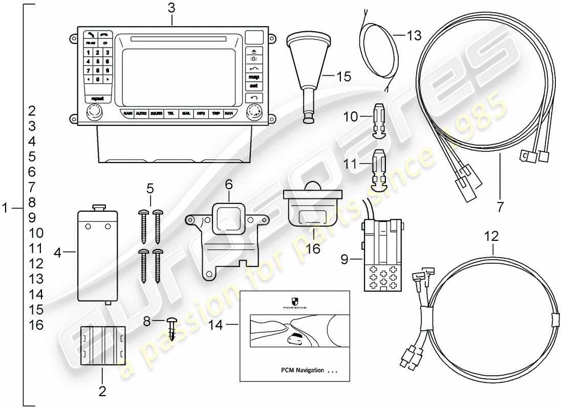 porsche tequipment cayenne (2009) diagrama de piezas del sistema de navegación