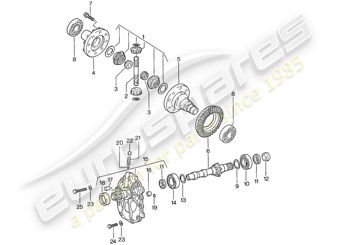 porsche 1978 (924) diferencial - transmisión automática diagrama de piezas