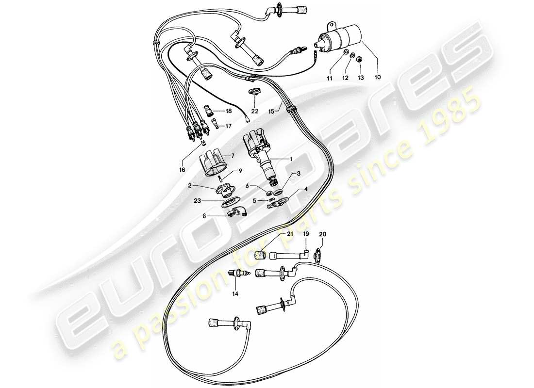 porsche 1973 (914) diagrama de piezas del sistema eléctrico del motor