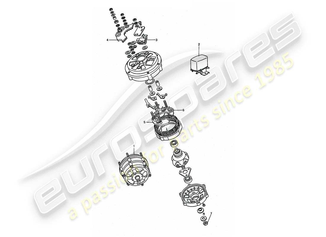 porsche 1976 (911 turbo) alternador diagrama de piezas