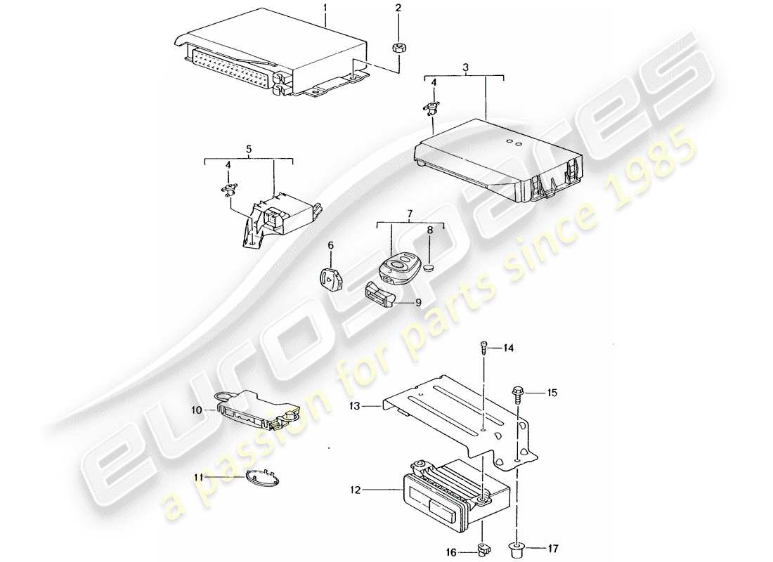 porsche 2004 (986 boxster) unidades de control diagrama de piezas