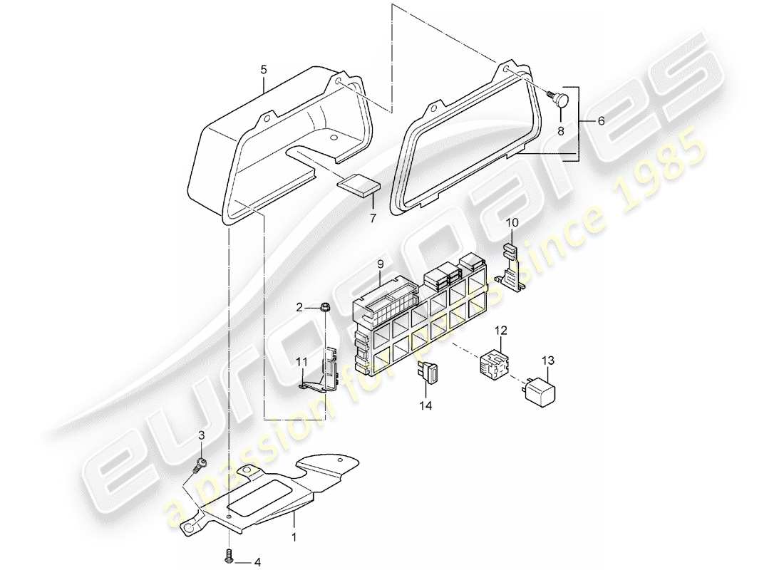 porsche 2004 (carrera gt) caja de fusibles/placa de relé - extremo trasero diagrama de piezas