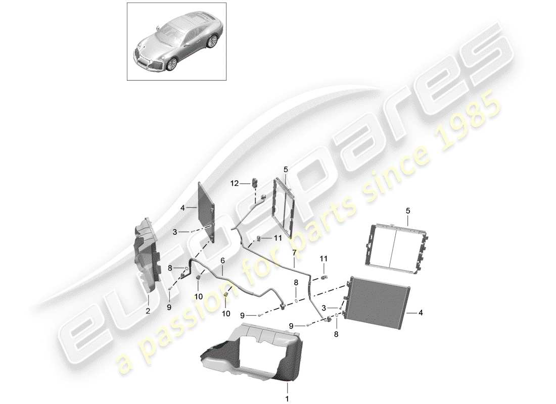 porsche 2017 (991-2) diagrama de piezas del circuito refrigerante