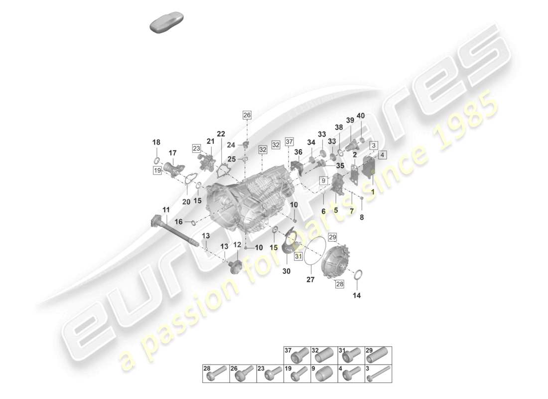 porsche 2019 (992-1) caja de cambios manual piezas individuales diagrama de piezas