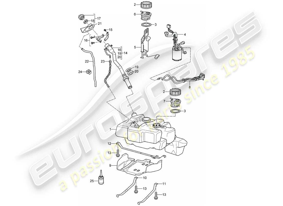porsche 2007 (997-1 gt3) depósito de combustible diagrama de piezas