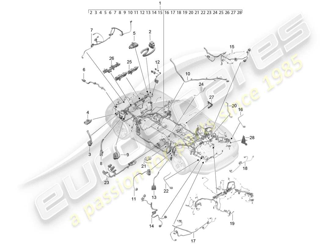 porsche 2020 (991-2) cableando arneses diagrama de piezas
