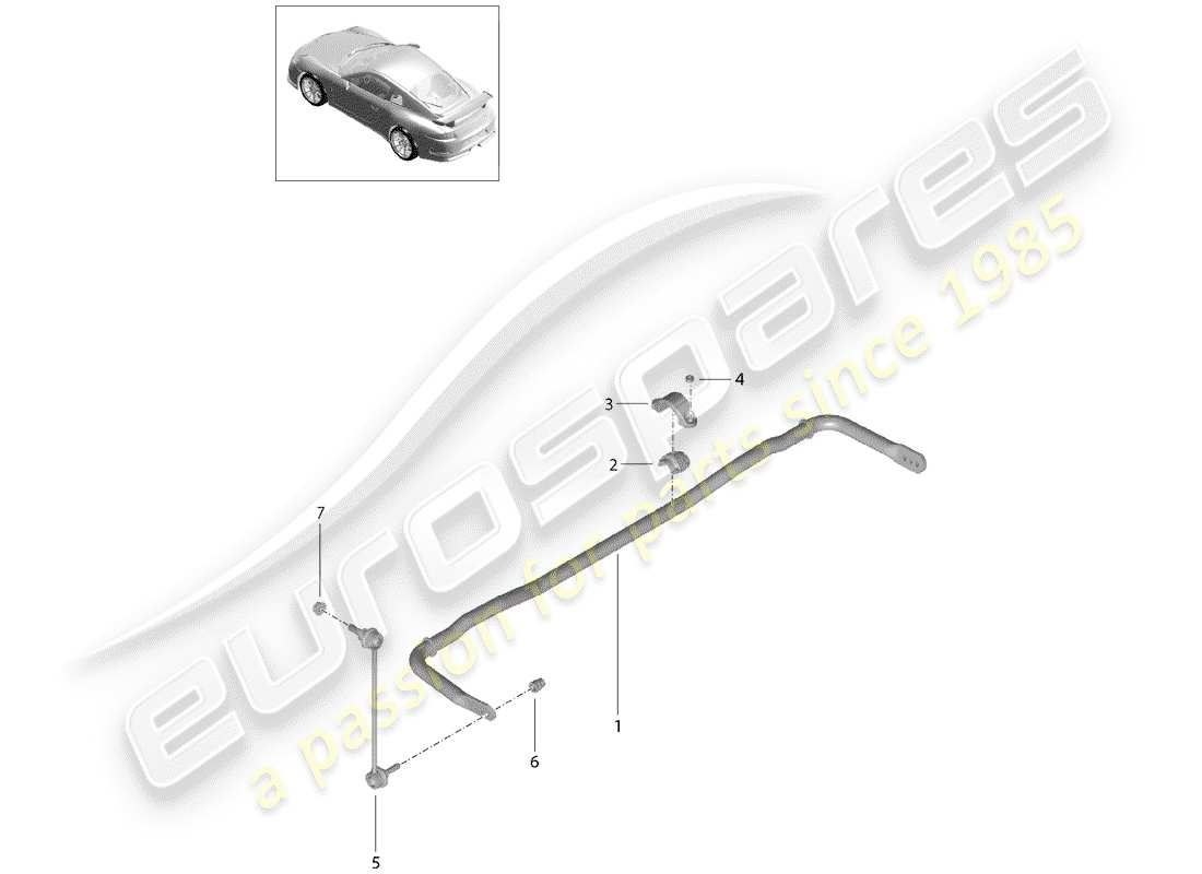 porsche 2014 (991-1 r/gt3/rs) estabilizador diagrama de piezas