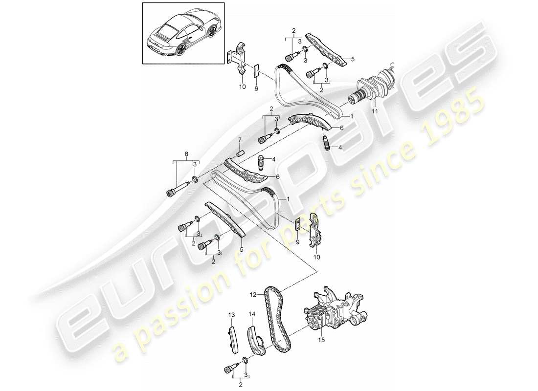 porsche 2012 (997-2 turbo / gt2 rs) control de válvula diagrama de piezas