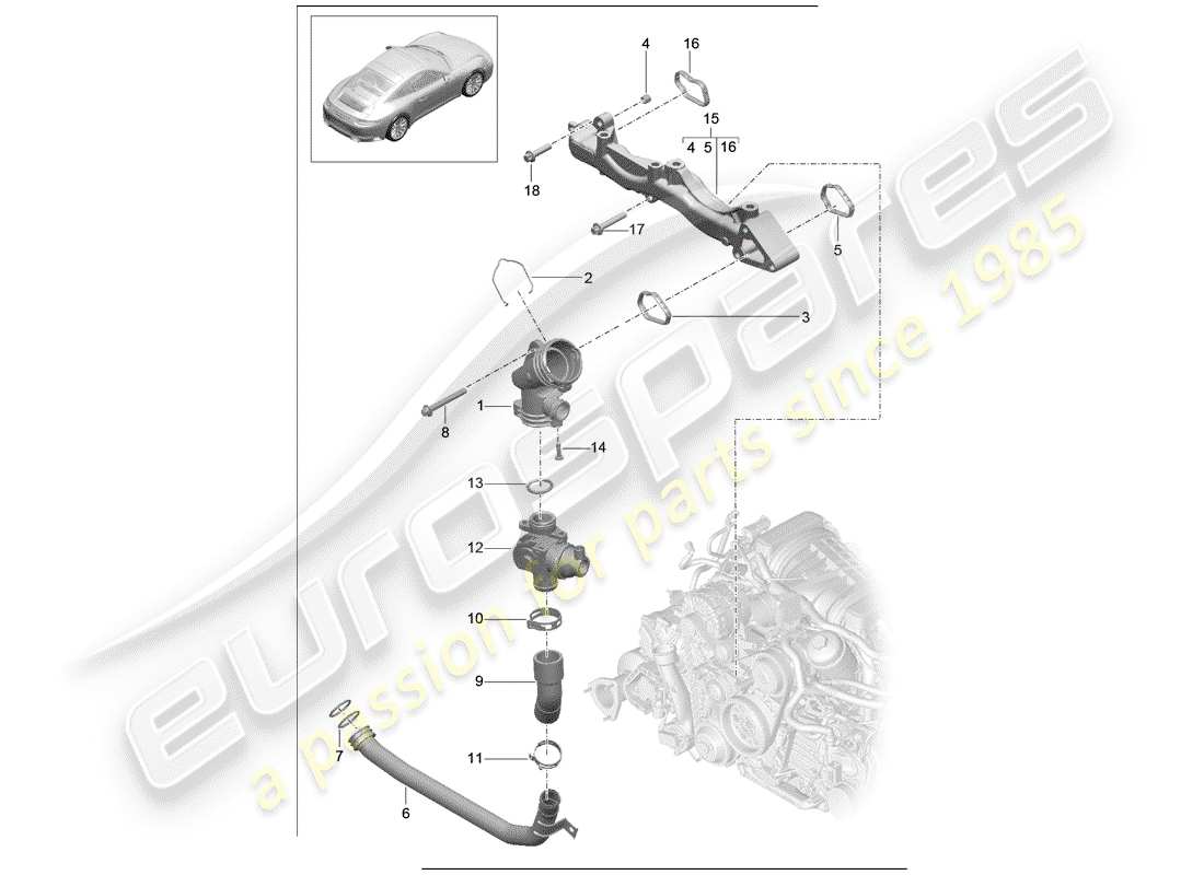 porsche 2019 (991-2) diagrama de piezas del sub-marco