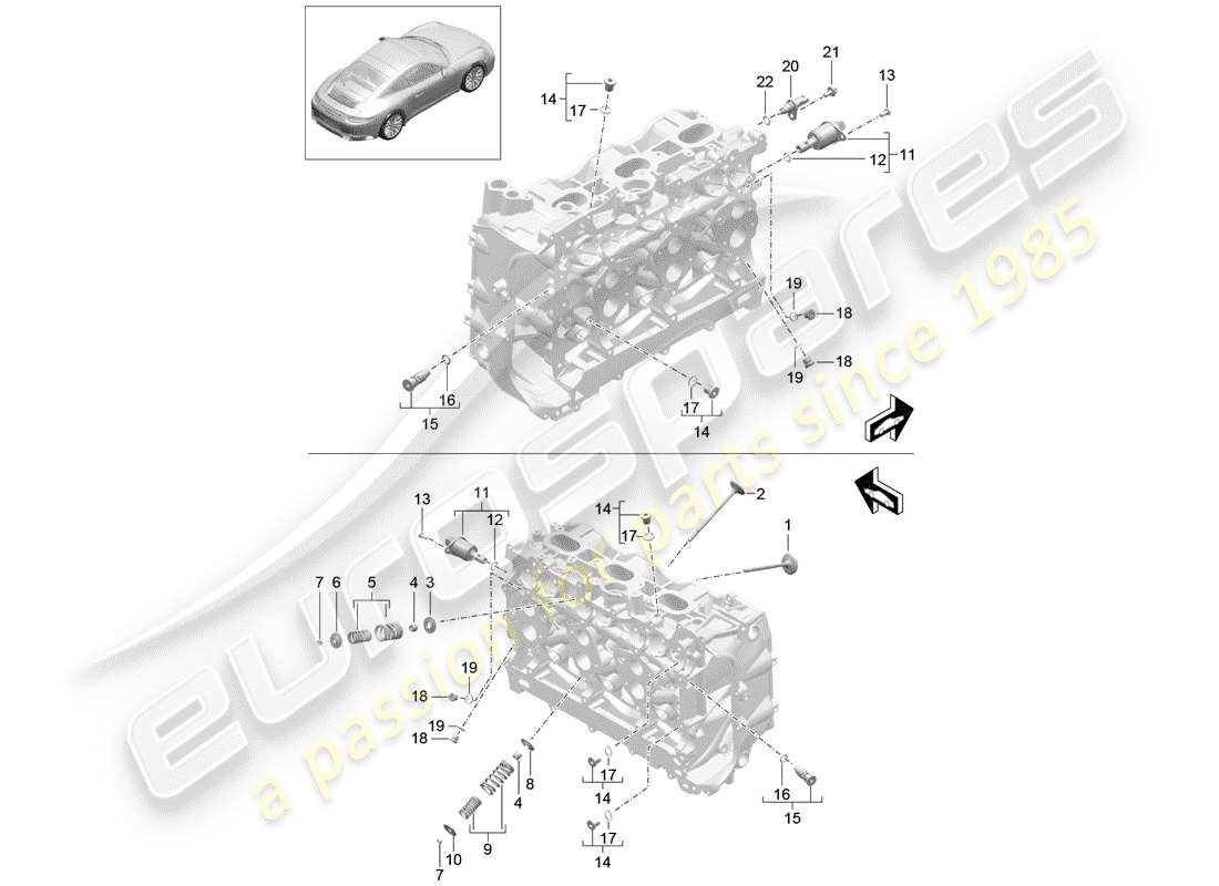 porsche 2019 (991-2) cabeza de cilindro diagrama de piezas