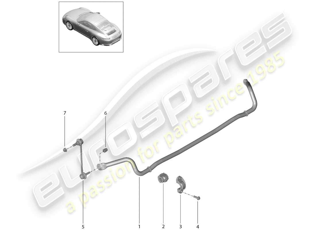 porsche 2019 (991-2) diagrama de piezas del estabilizador
