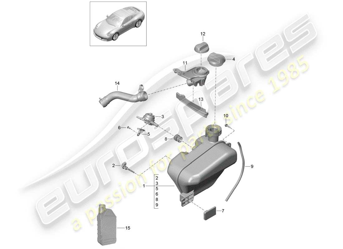 porsche 2020 (991-2) diagrama de piezas de refrigeración por agua