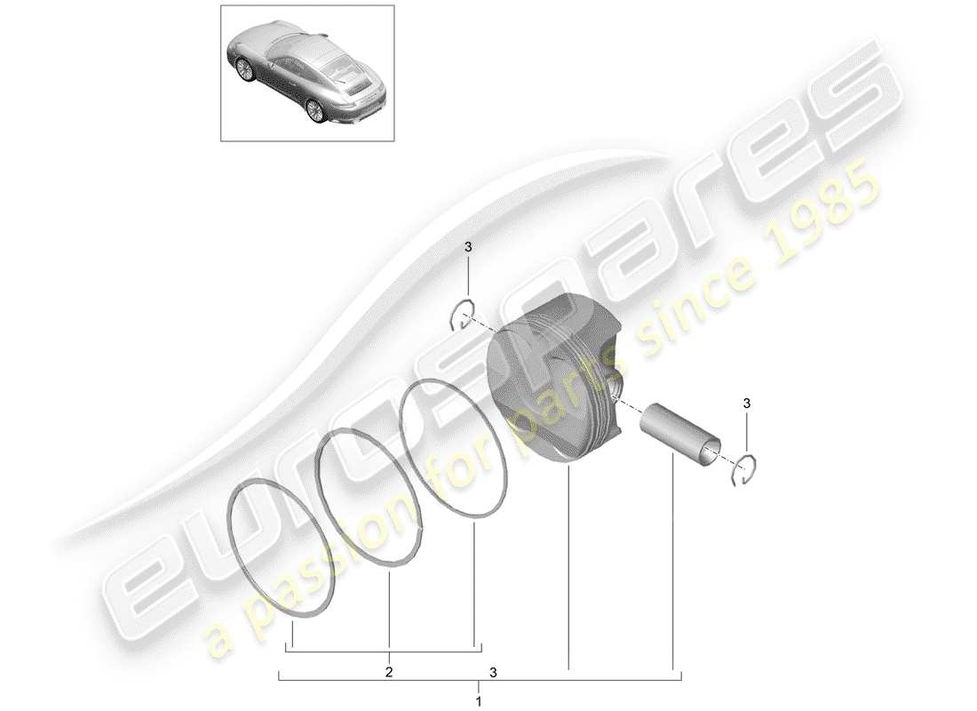 porsche 2020 (991-2) pistón diagrama de piezas