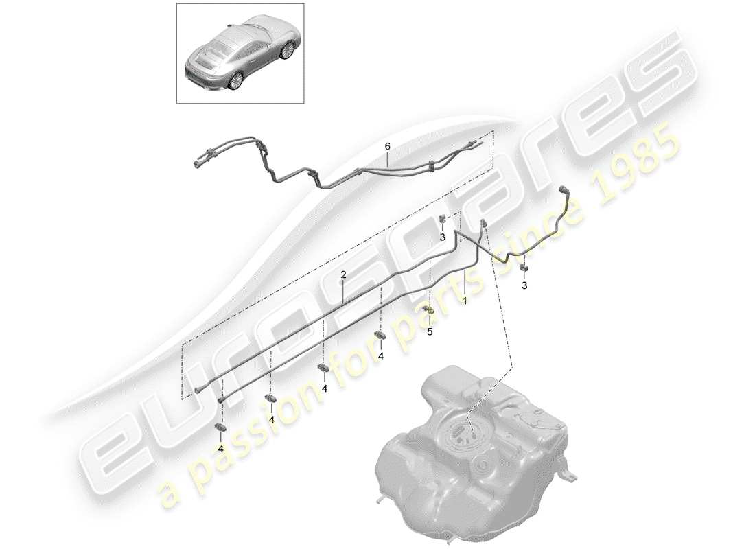 porsche 2020 (991-2) línea de combustible diagrama de piezas