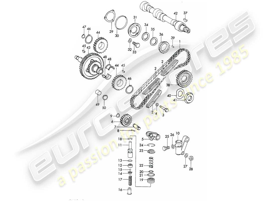 porsche 1966 (911/912) control de válvula diagrama de piezas