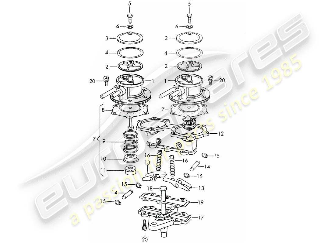 porsche 1966 (911/912) piezas simples - para - bomba de combustible - doble cara - mecánica - d >> - mj 1968 diagrama de piezas