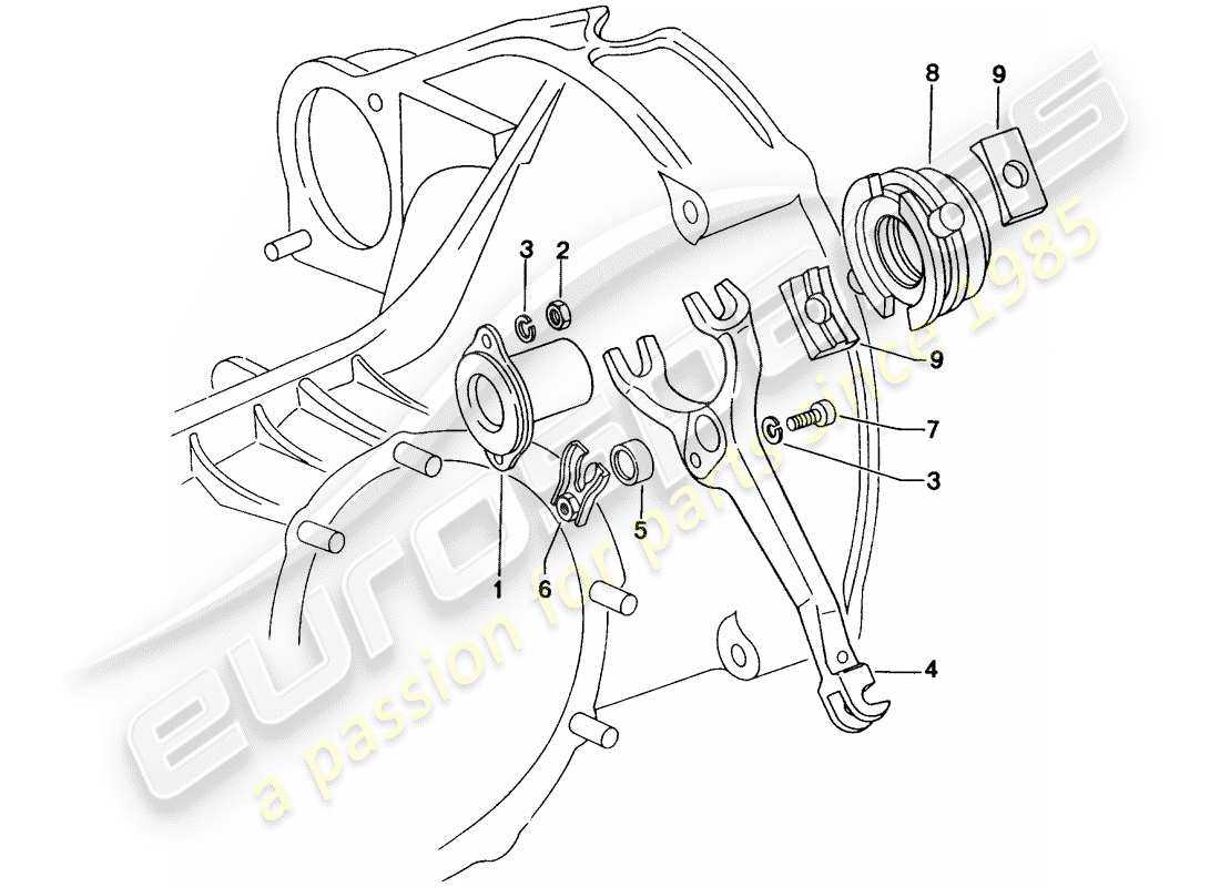 porsche 1976 (914) liberación del embrague diagrama de piezas