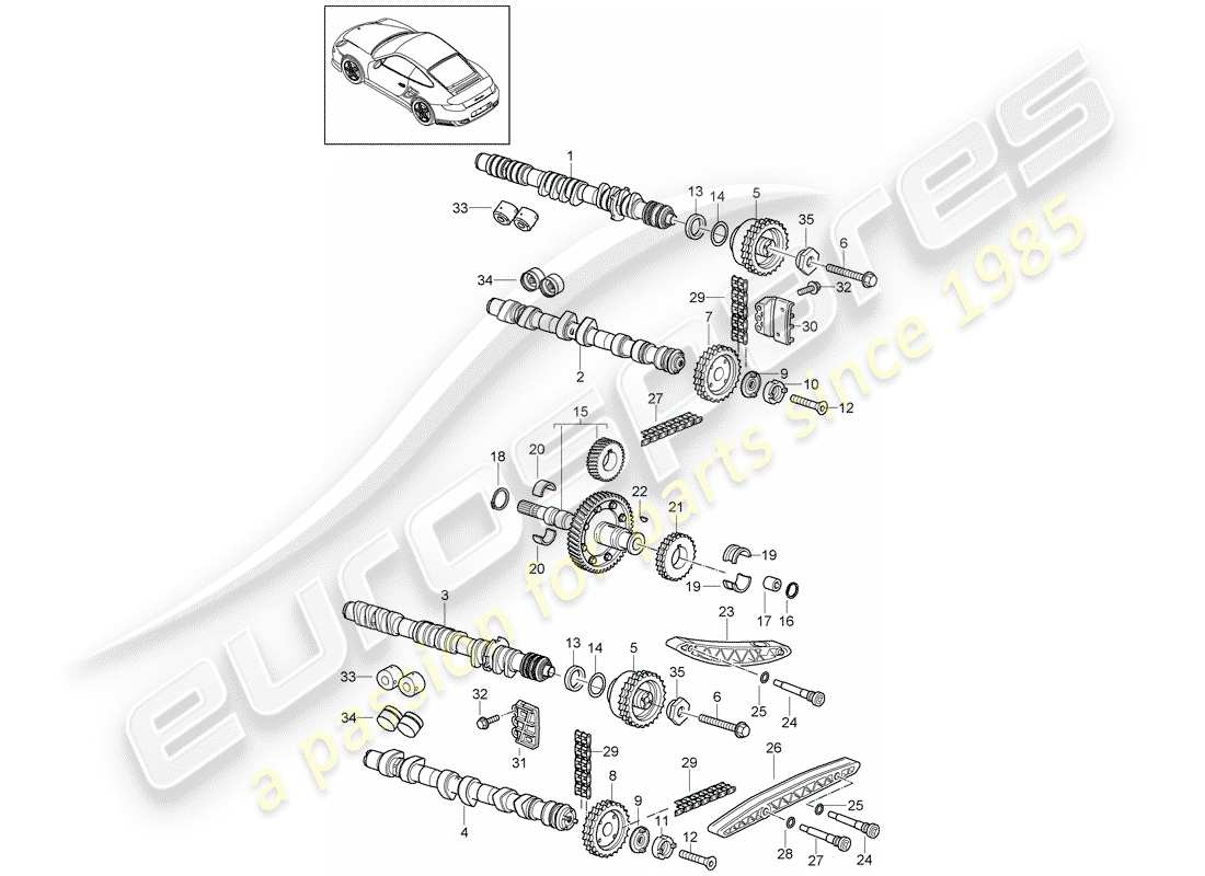 porsche 2012 (997-2 turbo / gt2 rs) control de válvula diagrama de piezas