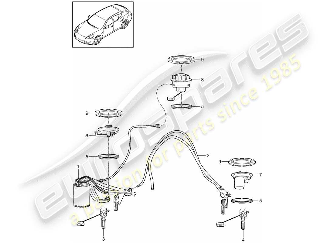 porsche 2014 (panamera 970) depósito de combustible diagrama de piezas