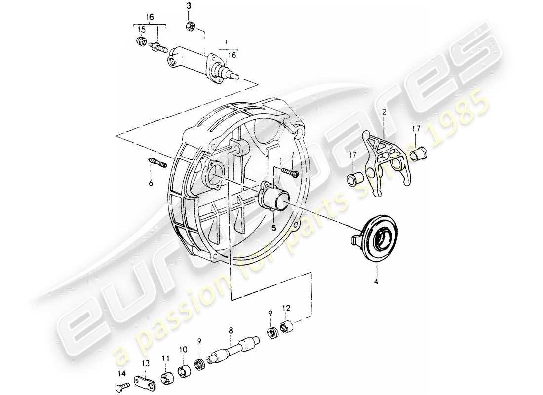 porsche 1991 (964) liberación del embrague diagrama de piezas