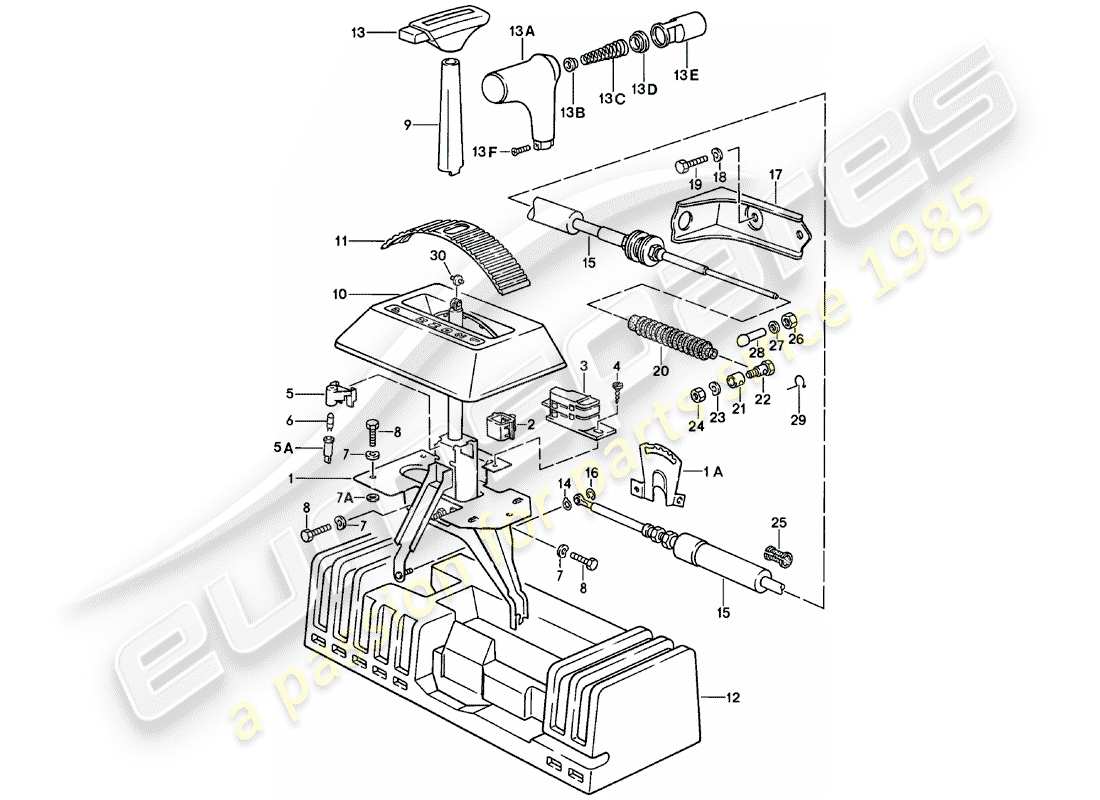 porsche 924 (1981) mecanismo de cambio - transmisión automática diagrama de piezas