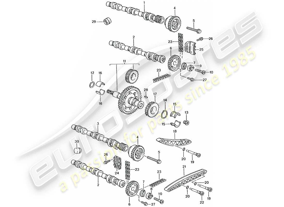 porsche 2003 (996 turbo / gt2) diagrama de piezas de control de válvula