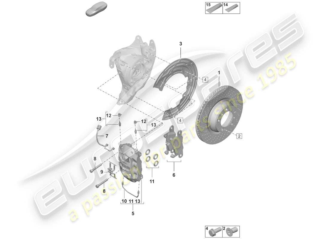 porsche 2019 (992-1) frenos de disco diagrama de piezas